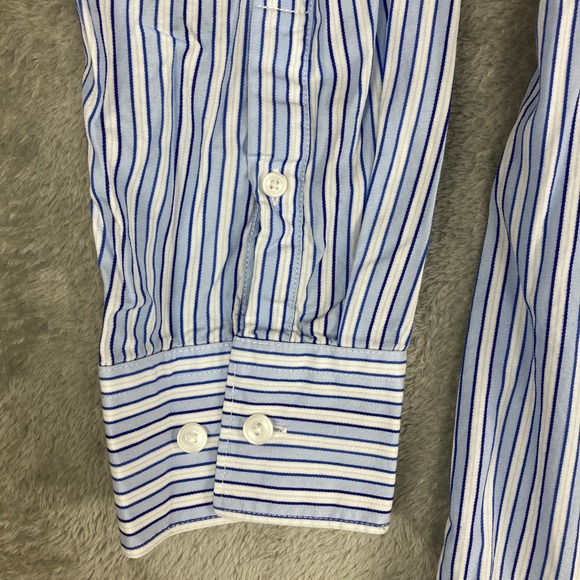 Calvin Klein Men's XL Blue White Stripe Button Down Dress Shirt 100% Cotton - Picture 3 of 9